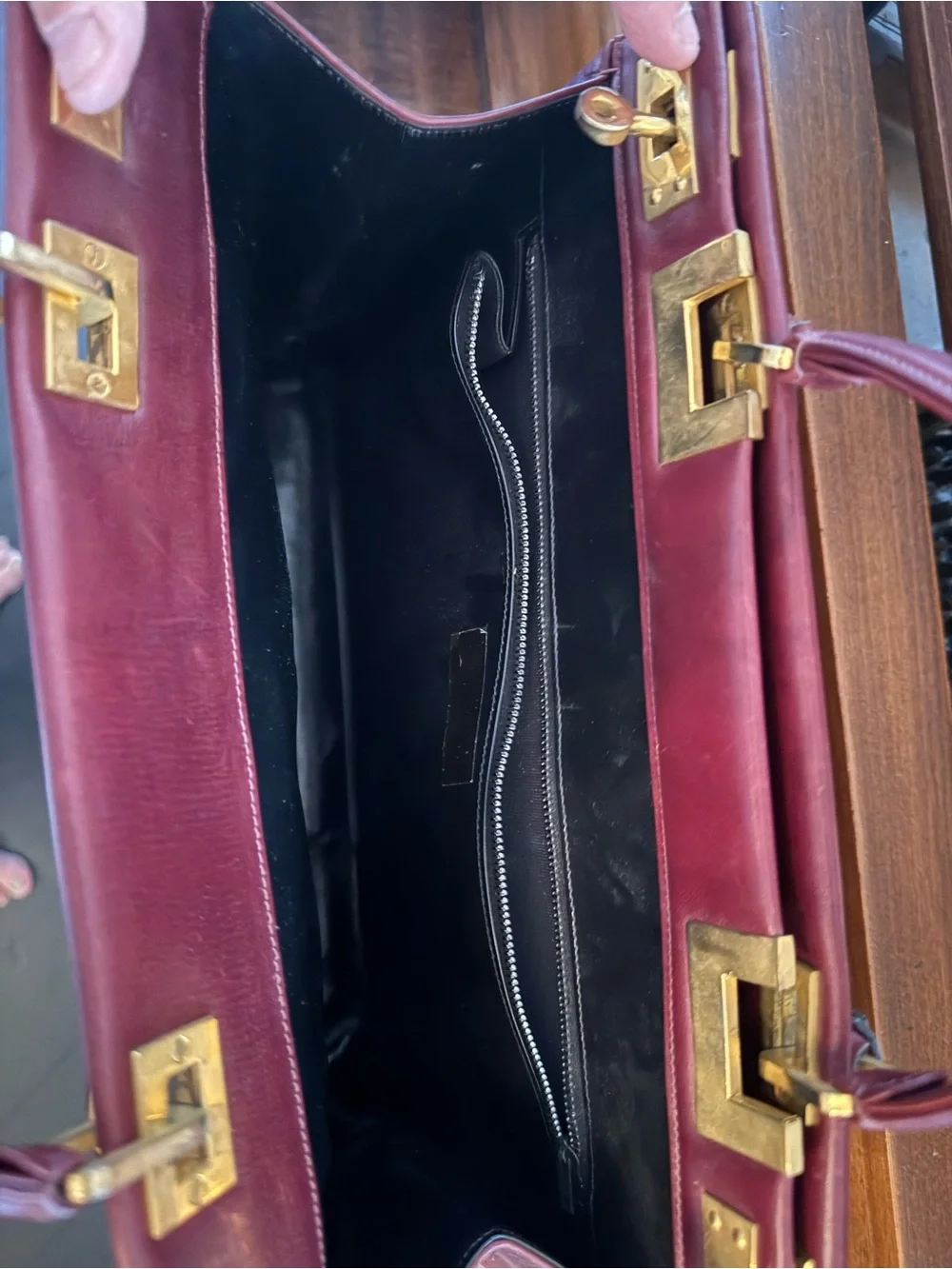 Vintage Leandro Firenze Italian Burgundy Leather Handbag Satchel Briefcase Locks